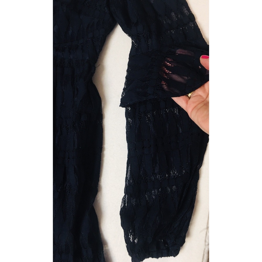 TRINA TURK Wynton Dress Sz 6 Long‎ Sleeve Lace Navy Cocktail Party Dress Wedding - Picture 5 of 12